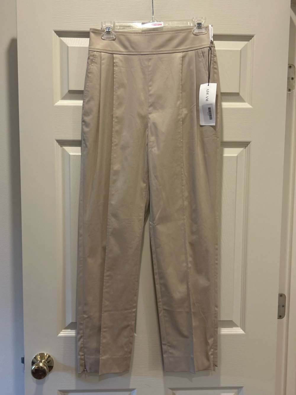 ADEAM Daydream Beige High-Waist Tailored Dress Pants